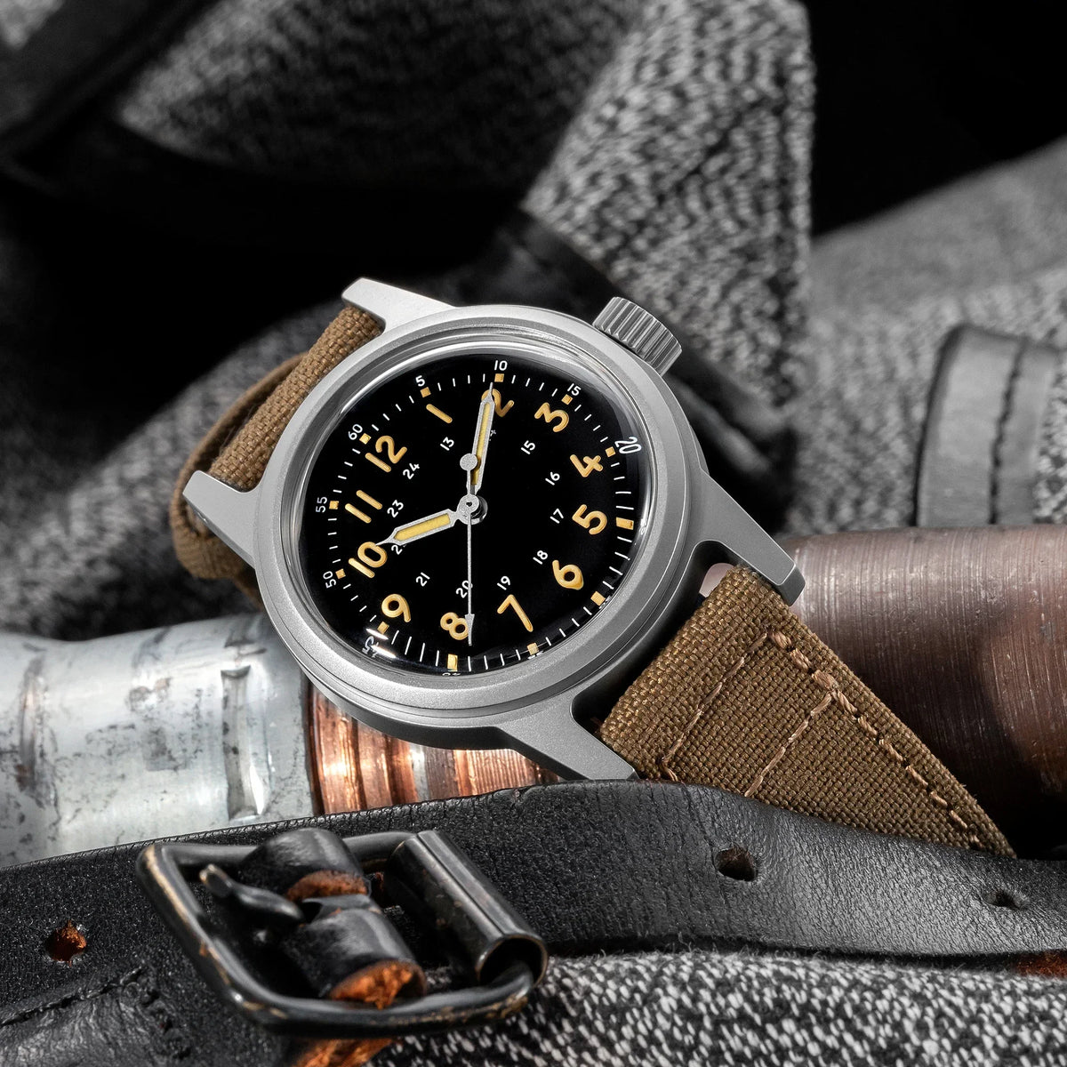 THORN Retro vojenské hodinky 36 mm s strojkem NH35A SHY-043 Sportovní hodinky Unisex Pánské a dámské Luxusní