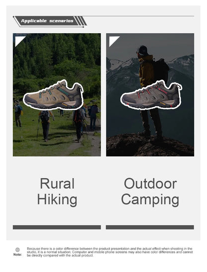 HIKEUP Hiking Shoes Men's Winter Climbing Trekking Sneakers for Men Leather Breathable Outdoor Anti-Skid Sports Work Shoes