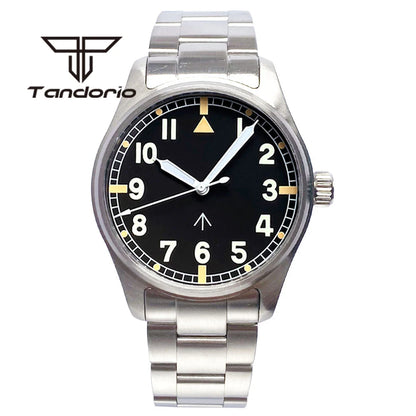 Tandorio 39 mm – męski zegarek automatyczny typu pilot nurkowy, mechanizm NH35/PT5000/Miyota8215, szafirowe szkło AR, wodoodporność 20 barów, świecące wskaźniki