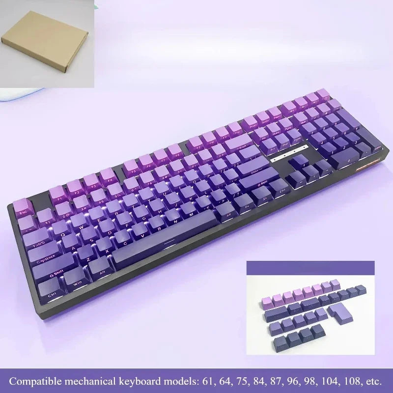 New 133 Keys Gradient Green Shine Through Keycaps Side Printed PBT Keycap Cherry Profile Double Shot for Mechanical Keyboards