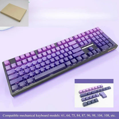New 133 Keys Gradient Green Shine Through Keycaps Side Printed PBT Keycap Cherry Profile Double Shot for Mechanical Keyboards