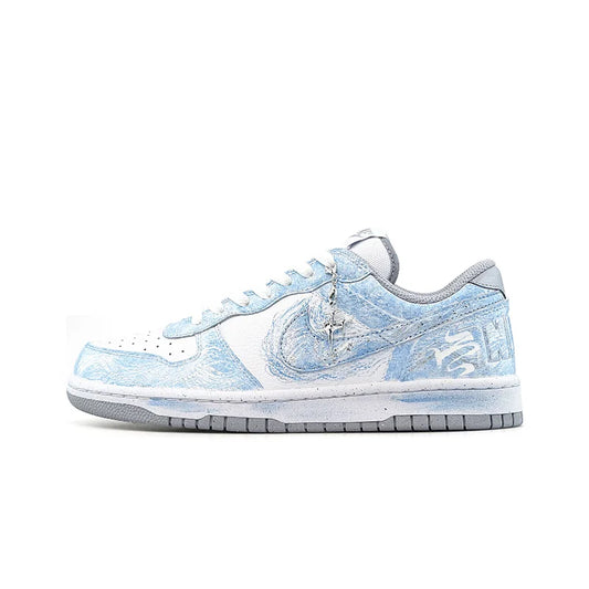 Персонализирани маратонки Nike Dunk „Crushed Ice Blue Pudding“ – нови мъжки ниски скейт обувки с китайска акварелна техника (Годината на коня)