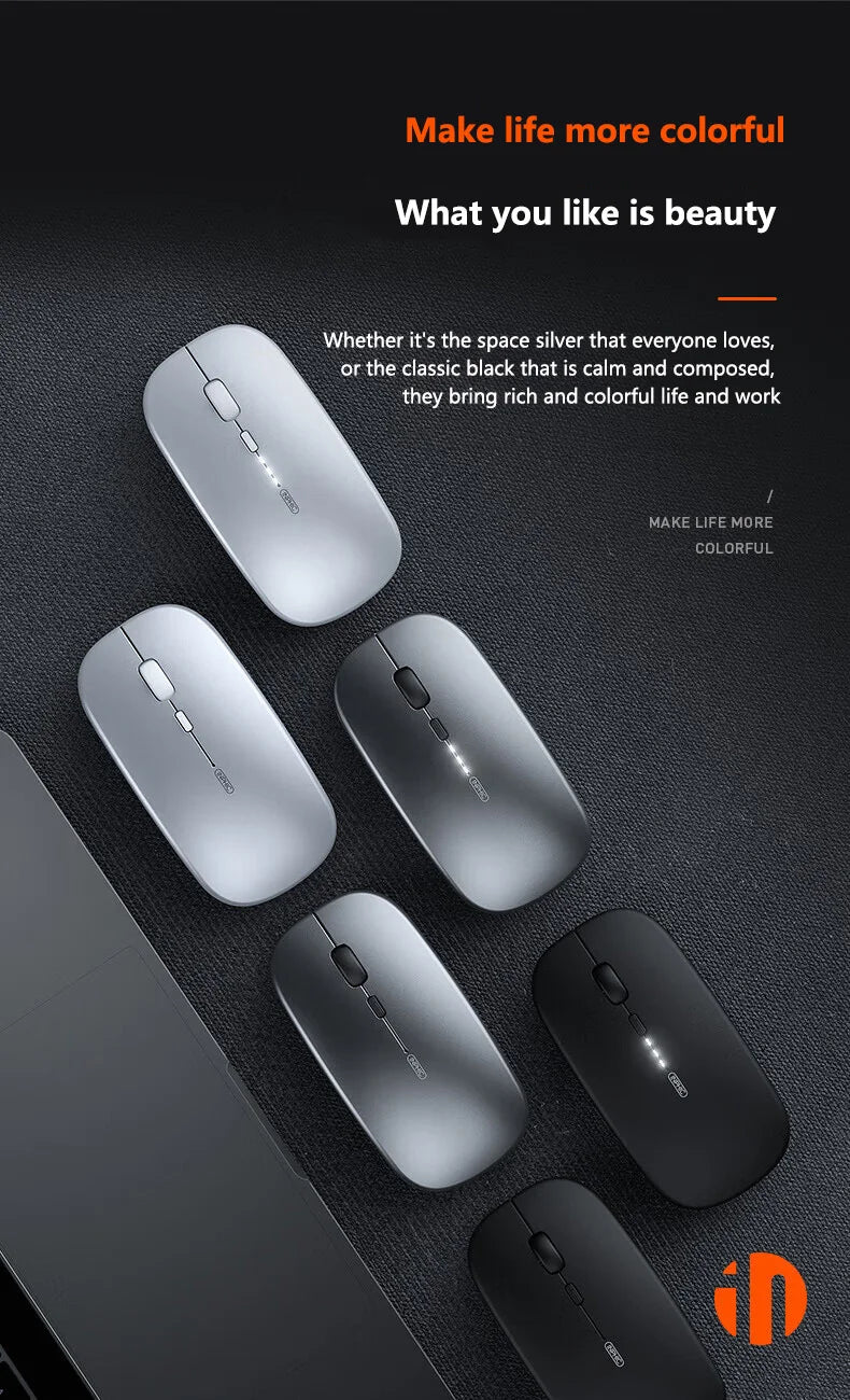 Inphic M1P Rechargeable 2.4G Wireless Mouse Battery Level Display Office Mute Ultra Thin Portable Mouse for Laptop