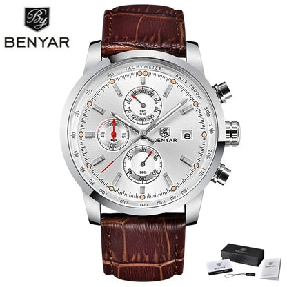 Montre pour homme BENYAR 5102 – Chronographe sportif de luxe à quartz, accessoire de mode d'une grande marque