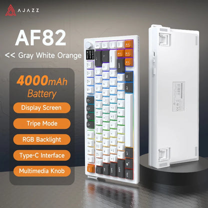 AJAZZ AF82 Office Low-Profile-Tastatur RGB kabelgebundene/kabellose Gaming-Tastatur 75%-Layout 82 Tasten 4000mAh Akku für Win/Mac