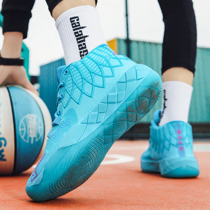 The youth actual combat basketball shoe movement outdoor comfortable cushioning wear-resisting fashion breathable high quality
