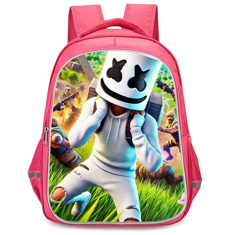 16 Inch Fortnite Cartoon Backpack Unisex for Boys Girls with Dual Zippers Large Capacity Lightweight Student Backpack