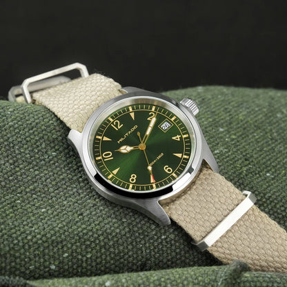 Militado ML08 Men Military Watch Ronda 515 Movement Sapphire Luminous Vintage Watches 10Bar Waterproof Stainless Steel Watch
