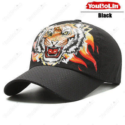 Καπέλο μπέιζμπολ «Outdoor Tiger Face», καλοκαιρινό ύφασμα ταχείας ξήρανσης, σχεδιασμός με πλέγμα και διάτρητα, καπέλο αντηλιακής προστασίας με εθνοτικό μοτίβο