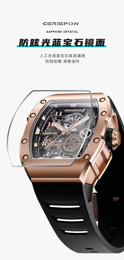 Custom Men's Watch Luxury Automatic Watches for Men High-end Hollow Rose gold Stainless Steel Mechanical Wrist Watch Reloj Clock
