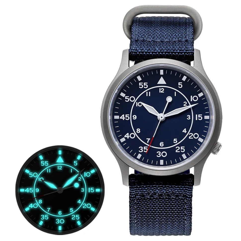 BERNY Titanium herenhorloge met kwartsmechanisme, AR-coating, saffierglas, modieus polshorloge, lichtgevend, VH31, ultradun polshorloge, waterdicht tot 5 ATM