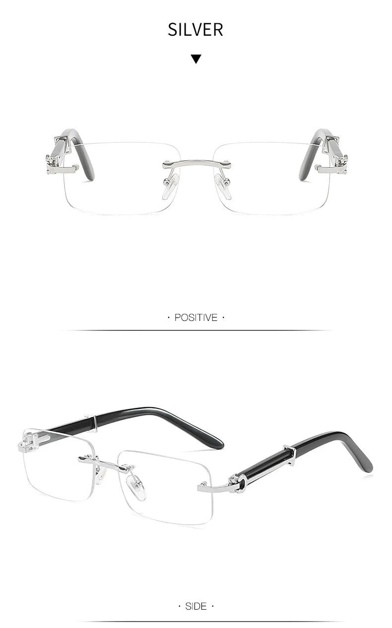 Caterside Small Square Rimless Sunglasses Men Luxury Brand Designer Classic Rectangle Sun Glasses Male UV400