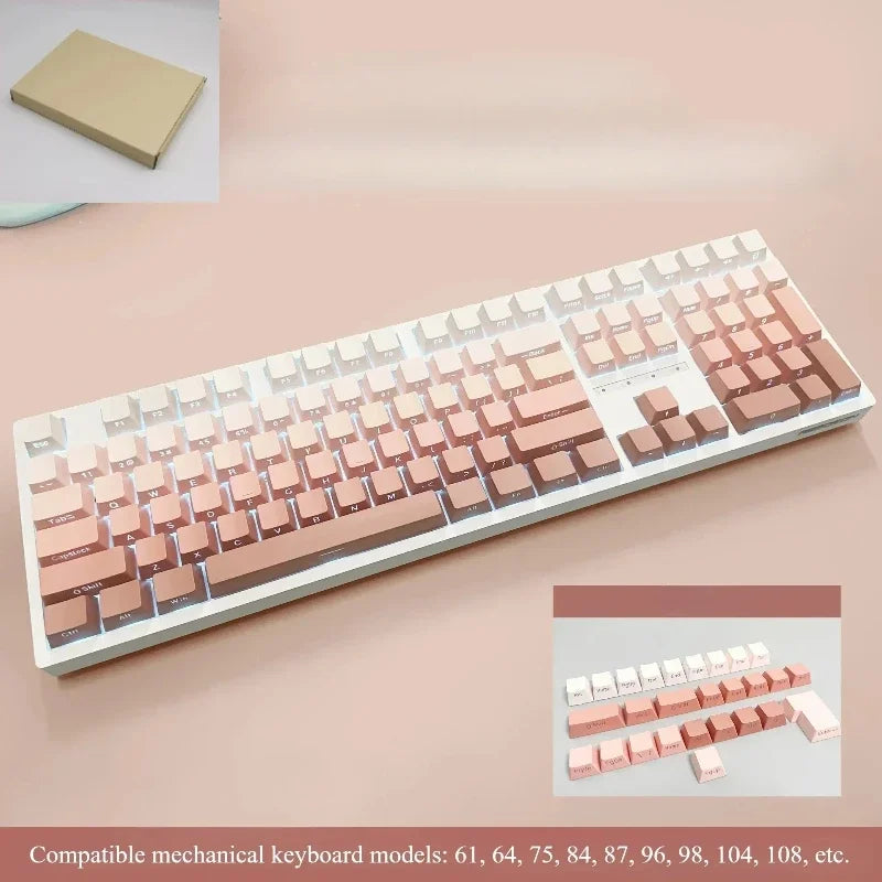 New 133 Keys Gradient Green Shine Through Keycaps Side Printed PBT Keycap Cherry Profile Double Shot for Mechanical Keyboards