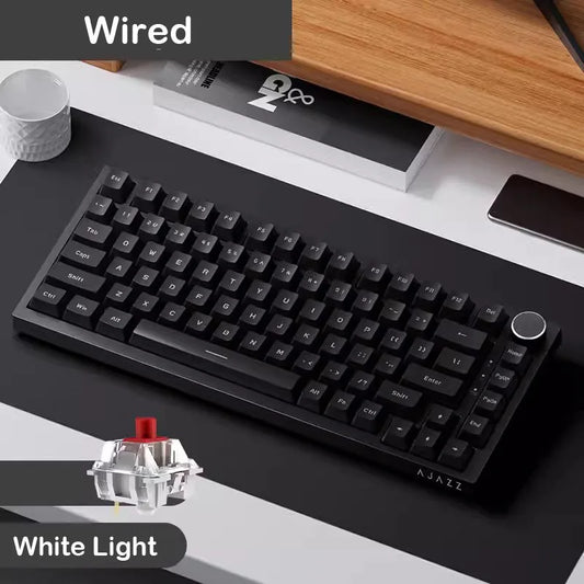 AJAZZ AK820 mechanische Tastatur, 70 % Kompaktlayout/RGB-Beleuchtung/Hot-Swap-fähige Switches, mit kabelgebundener, kabelloser und Bluetooth-Verbindung