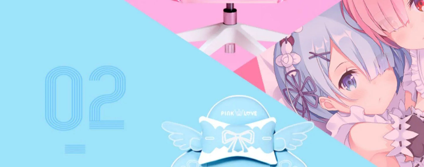 Pink Cartoon Electric Sound Girl Office Chair 360° Lift Rotating Home Computer Game Student Learning to Upgrade Latex Cushion