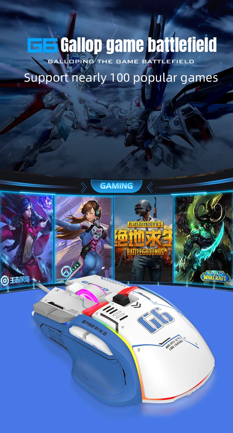 High-end Programmable Gaming Mouse Wired 12800 DPI 12 keys RGB Game Mice for Windows IOS Home Office Laptop PC