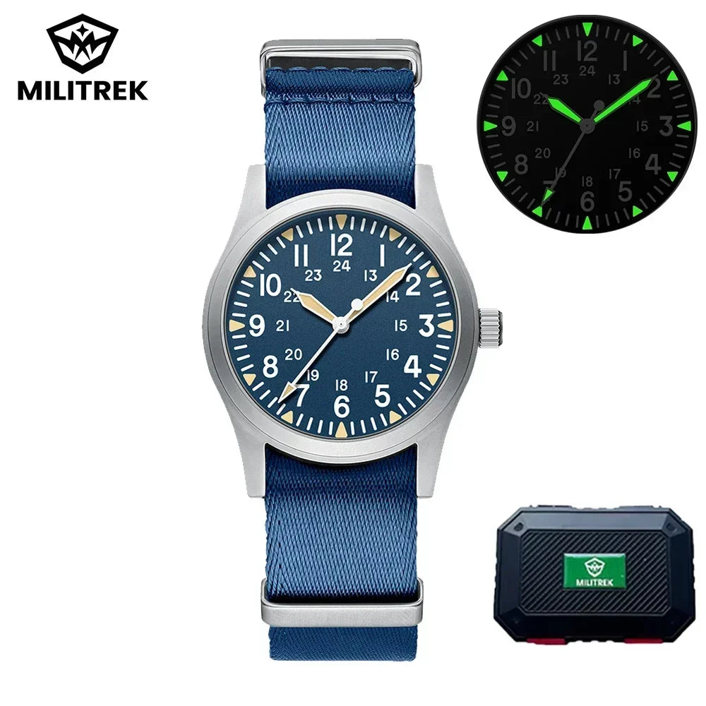 MILITREK 2026 New Military Retro Men's VH31 Quartz Watch 37mm Sapphire Stainless Steel 100m Waterproof C3 Luminous Watch for Men