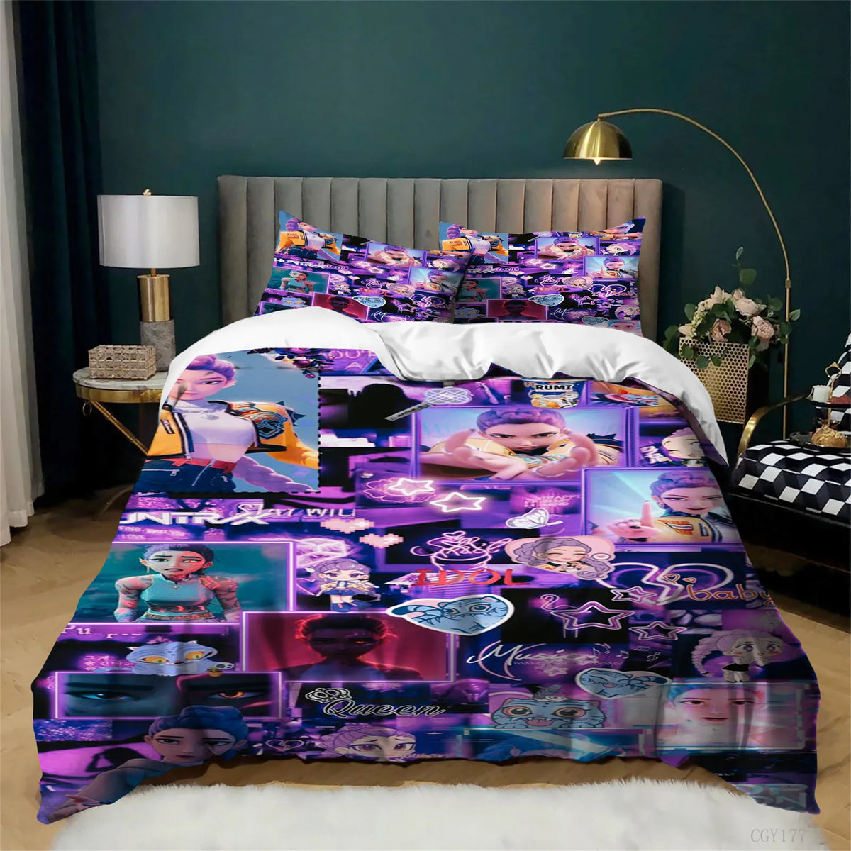 KPop Bedding påslakanset, 3 delar, lätt och mjukt påslakan i mikrofiber med dragkedja