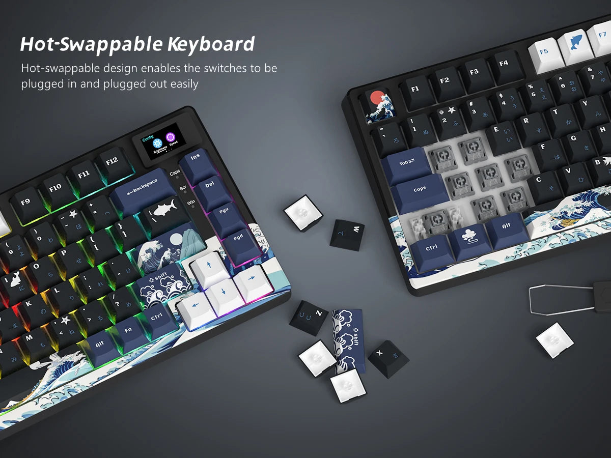 womier S-K80 Gamer Keyboard with Color OLED Display Mechanical Gaming Keyboard Hot Swappable Gasket Mount RGB Custom Keyboard