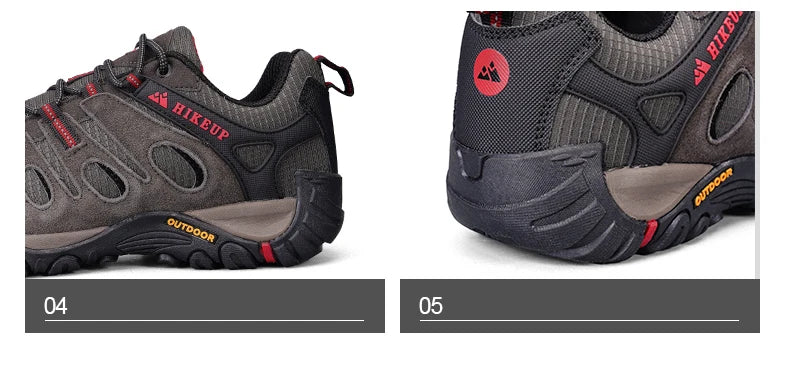 HIKEUP Hiking Shoes Men's Winter Climbing Trekking Sneakers for Men Leather Breathable Outdoor Anti-Skid Sports Work Shoes