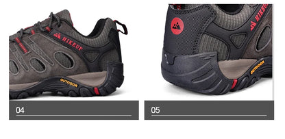 HIKEUP Hiking Shoes Men's Winter Climbing Trekking Sneakers for Men Leather Breathable Outdoor Anti-Skid Sports Work Shoes