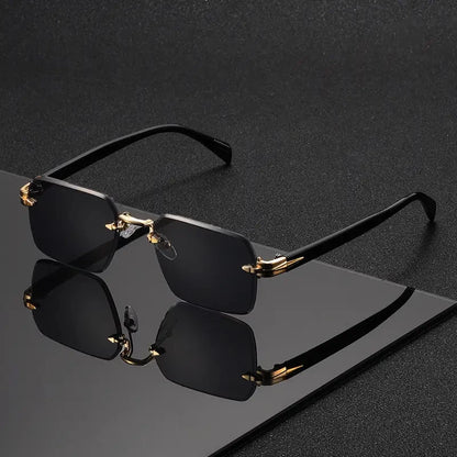 1 Pair of Rimless Rectangular Trendy Fashion Sunglasses, Suitable for Vacations, Parties, Gifting, Music Festivals