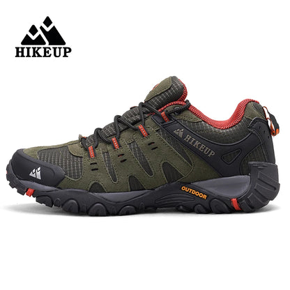 HIKEUP-Chaussures de randonnée en cuir suédé pour homme, baskets d'extérieur résistantes à l'usure, trekking, marche, chasse