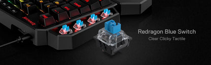 Redragon K585 DITI One-Handed RGB Mechanical Gaming Keyboard, 42-Key Hot-Swappable Gaming Keypad with Wrist Rest, Wired Type-C Professional Gaming Keyboard