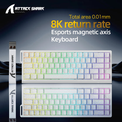 ATTACK SHARK X68HE Magnetic Mechanical Keyboard, 8000Hz Rapid Trigger Gaming Keyboard with Hall Effect Magnetic Switches, SOCD, 0.01mm RT, Wired RGB Keyboard