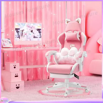 Chaise de jeu ergonomique avec lumières LED RGB, dossier inclinable réglable en hauteur, chaise de bureau en cuir PU pour joueurs, bureau d'ordinateur