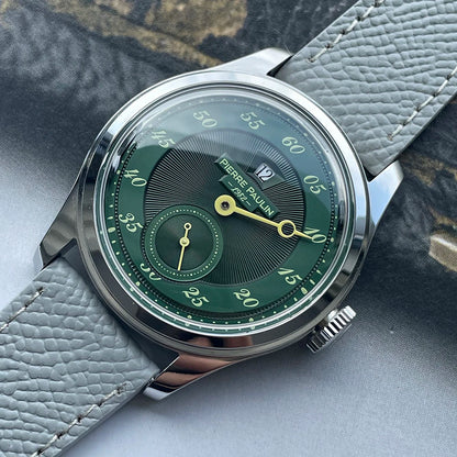 NEW Pierre Paulin Jumping Hour Men Watch Automatic St17 Mechanical Watch Steel Purplewatch Vintage Date Window 38mm Metal