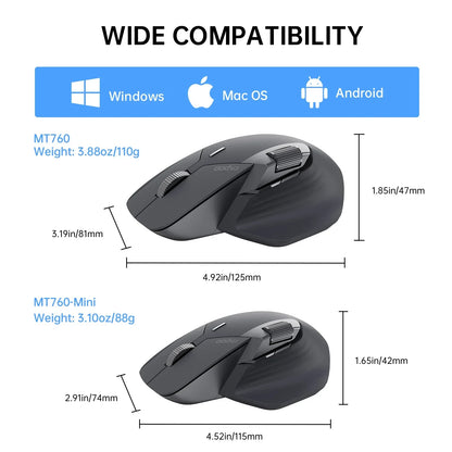 Rapoo MT760/MT760Mini Multi-mode Rechargeable Wireless Bluetooth Mouse Ergonomic 4000 DPI Supports Up to 4 Devices Office Mice