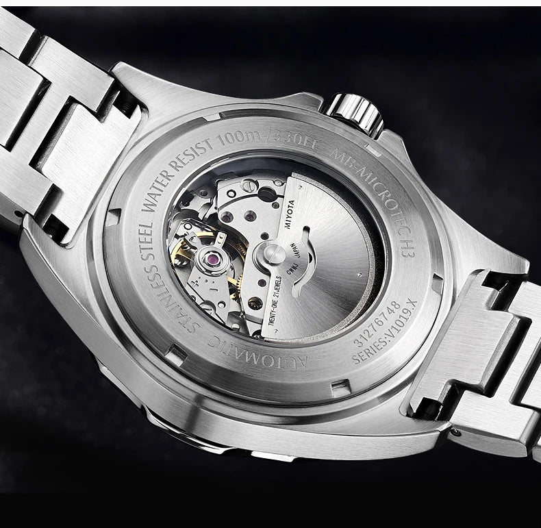 YELANG V1019 Men's Luminous Watch 44mm Mechanical Sapphire Miyota 8205 Automatic Movement 100m Waterproof Diver's Watch for Men