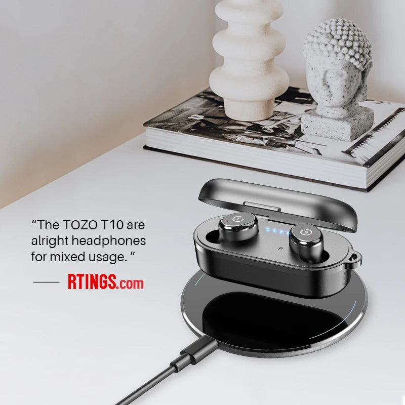 TOZO T10 Bluetooth 5.3 Earphones, Wireless Headphones, AI Enhanced Calling With Deep Bass, IPX8 Waterproof Earbuds, 45H Play