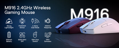 Redragon M916 Wireless Gamer Mouse, 49g Ultra-Light 8K DPI 2.4G Wireless Gaming Mouse with Ergonomic Natural Grip Build