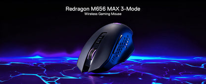 Redragon M656 MAX 3-Mode Wireless Gaming Mouse, 10000 DPI Rechargeable RGB Gaming Mouse with 7 Programmable Buttons, Bluetooth, 2.4GHz & Wired Connectivity