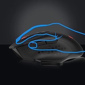 Redragon M656 Gainer Wireless Gaming Mouse, 4000 DPI 2.4GHz Wireless Gamer Mouse with 5 DPI Levels, 7 Macro Buttons, Red LED Backlight