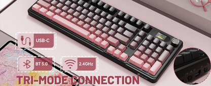 ATTACK SHARK X98 RGB Wireless Mechanical Keyboard, LED Smart Display & Knob, Hot Swappable, Pre-lubed Linear Switches